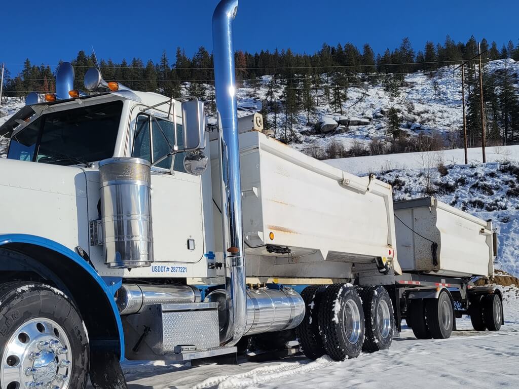 Dump truck with transfer trailer